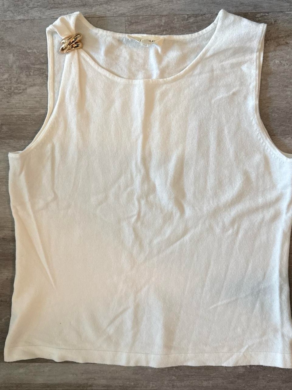 Women’s White Sleeveless Top with Gold Accent